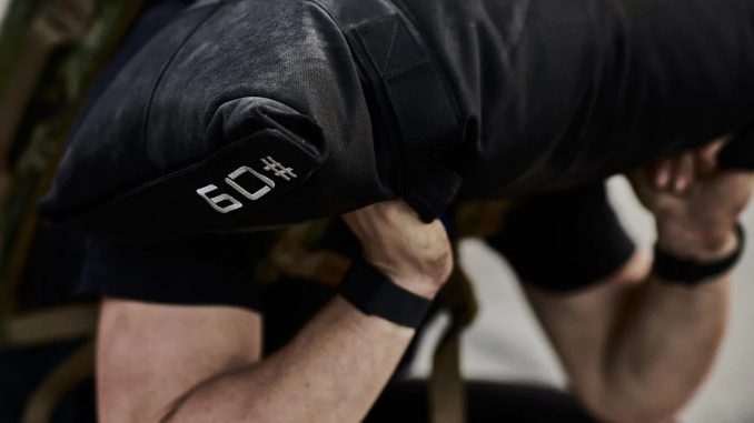 GORUCK Simple Training Sandbags 60 used by an athlete