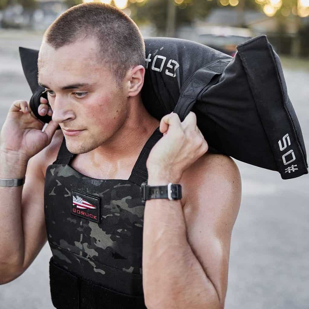 GORUCK Training Weight Vest with an athlete